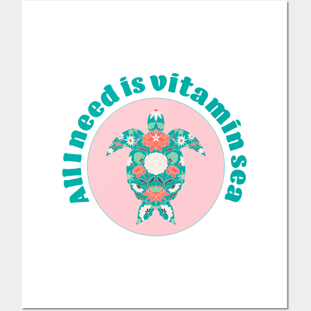 I need vitamin sea, teal and pink sea turtle Wall Art by Home Cyn Home 